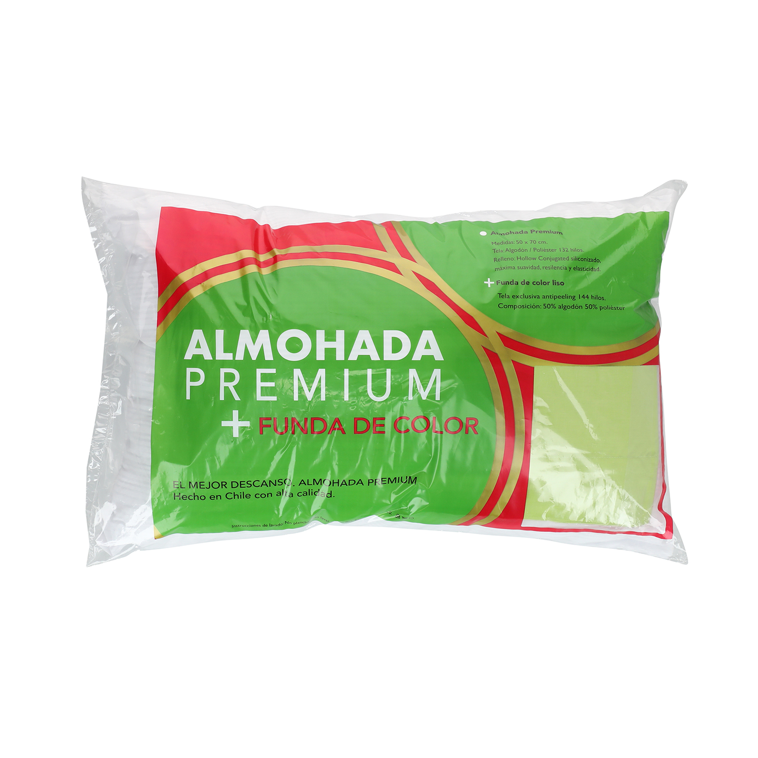 ALMOHADA SUEÑO BLANCO MAS FUNDA PISTACHO 70 X 50 CM VERDE - 1