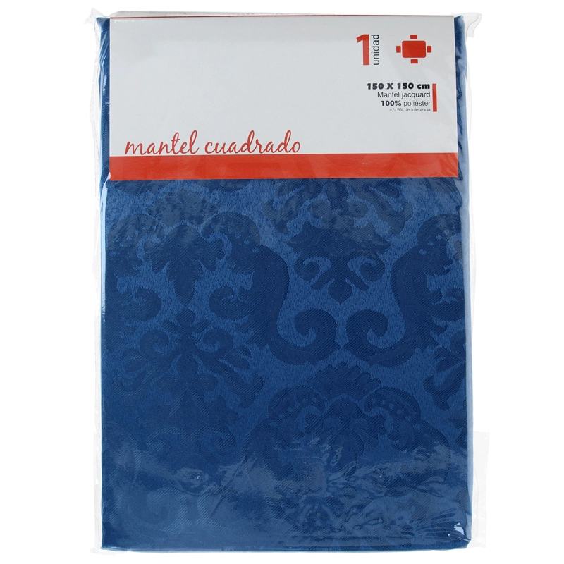 MANTEL CUADRADO FLOR DE LIS AZUL ELÈCTRICO 150CM X 150CM - 3