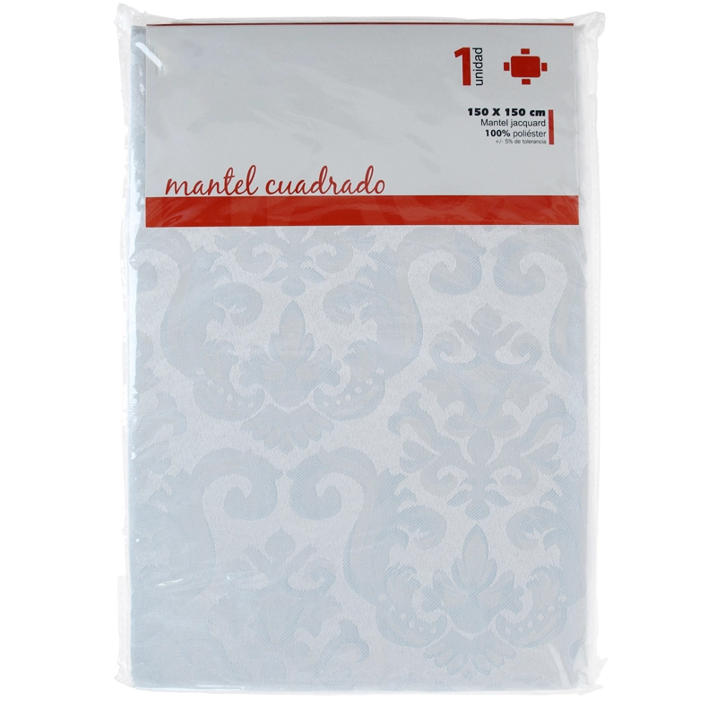 MANTEL CUADRADO FLOR DE LIS BLANCO 150CM X 150CM - 3