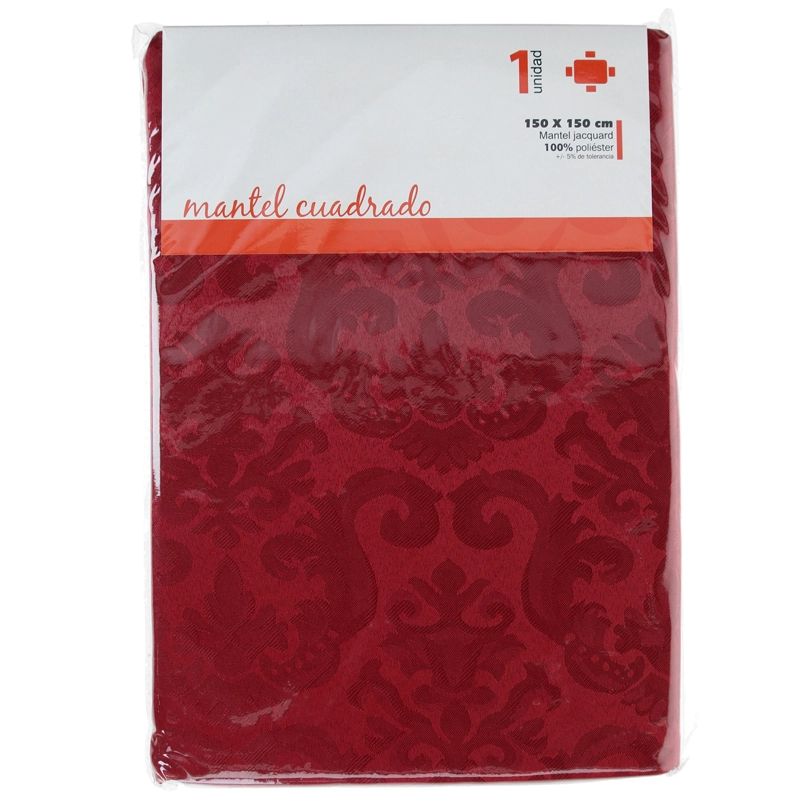 MANTEL CUADRADO FLOR DE LIS BURDEO 150CM X 150CM - 3