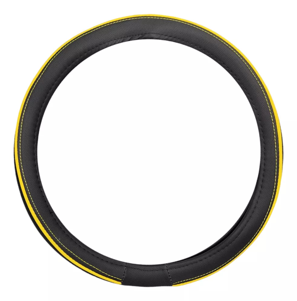 FUNDA CUBRE VOLANTE 38CM NEGRO AMARILLO AUTO 032 - 1