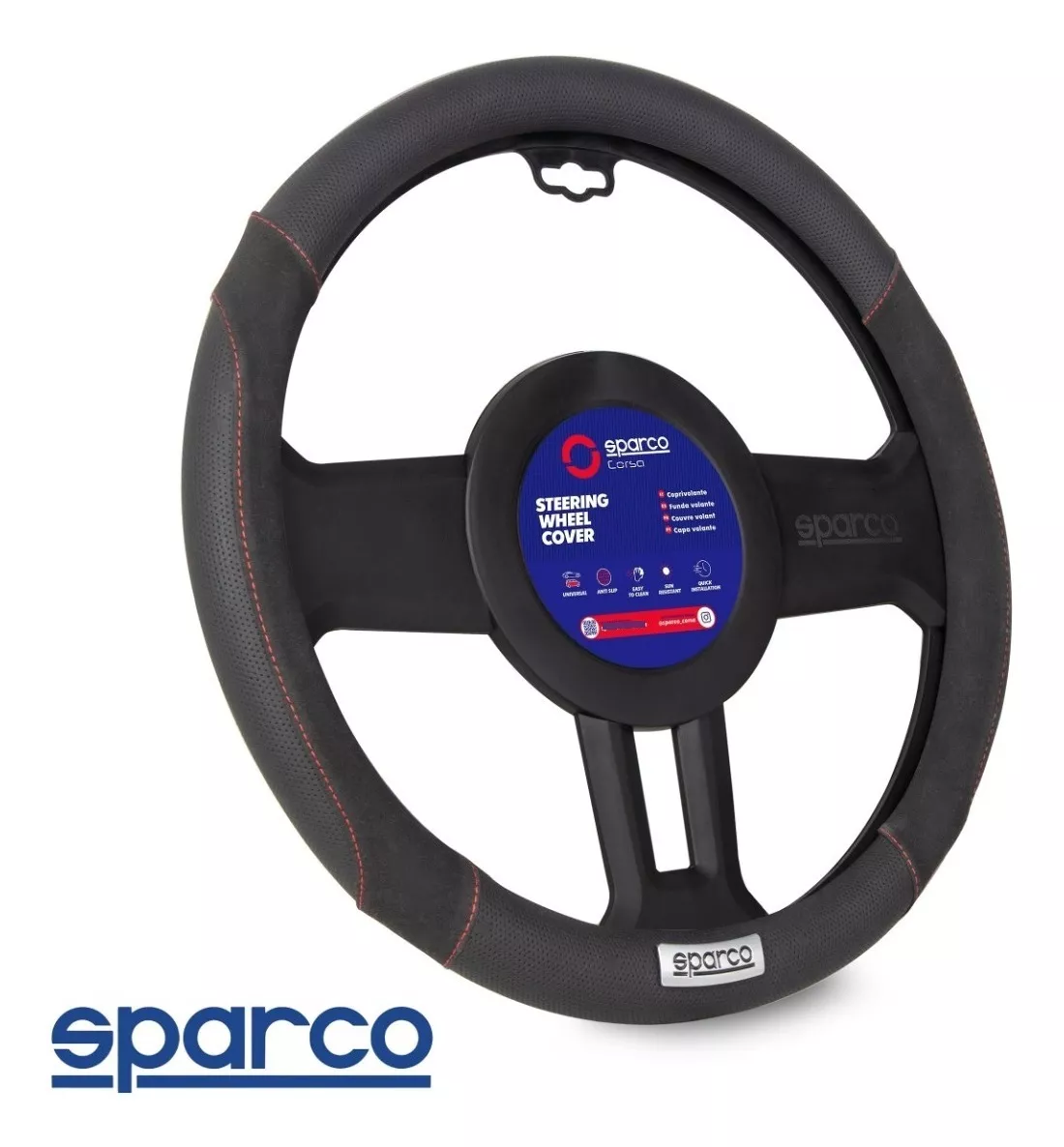 FUNDA CUBRE VOLANTE SPARCO ORIGINAL EXCELENTE CALIDAD 1112BK - 2