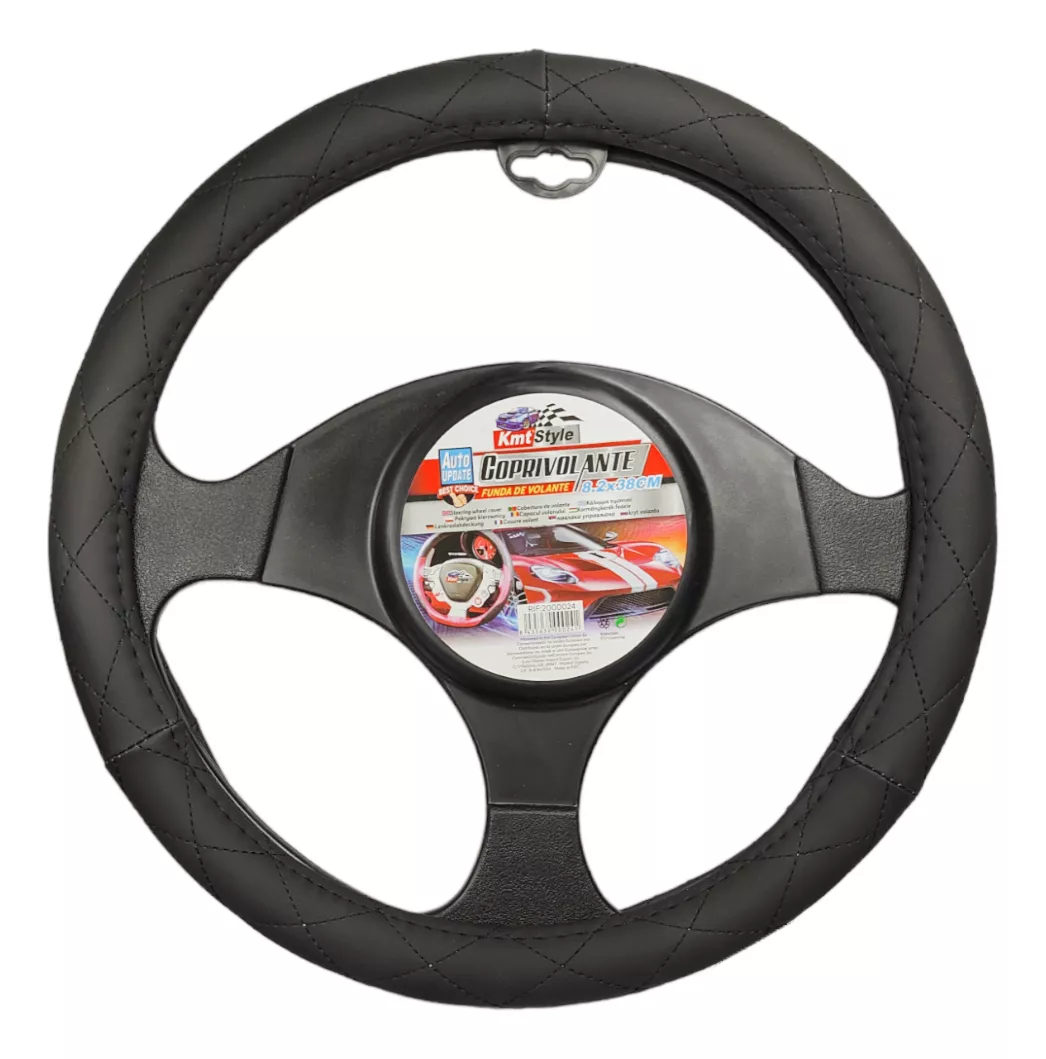 FUNDA CUBRE VOLANTE 38CM ECOCUERO HILO NEGRO AUTO 024 - 2