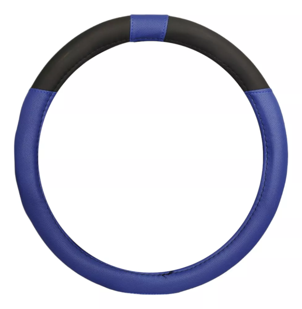 FUNDA CUBRE VOLANTE 38CM ECOCUERO NEGRO-AZUL AUTO 022 - 2