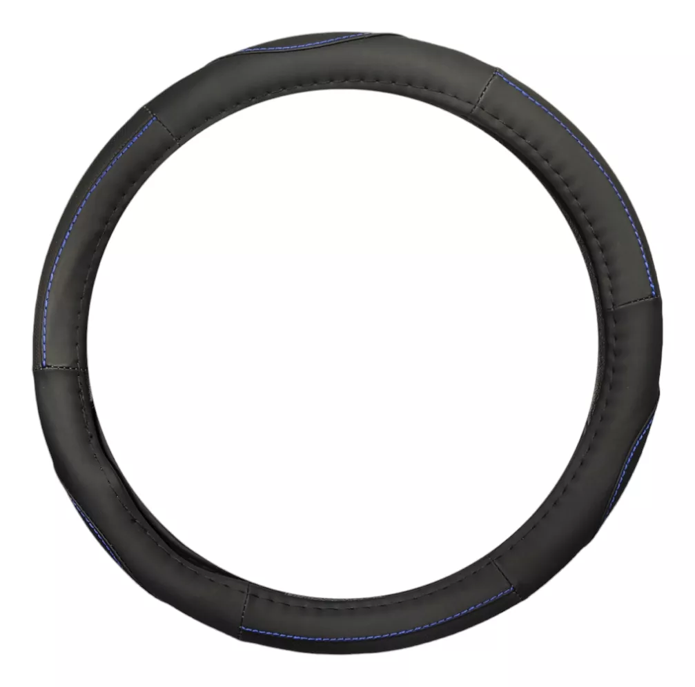 FUNDA CUBRE VOLANTE 38CM NEGRO HILO AZUL AUTO 026 - 1
