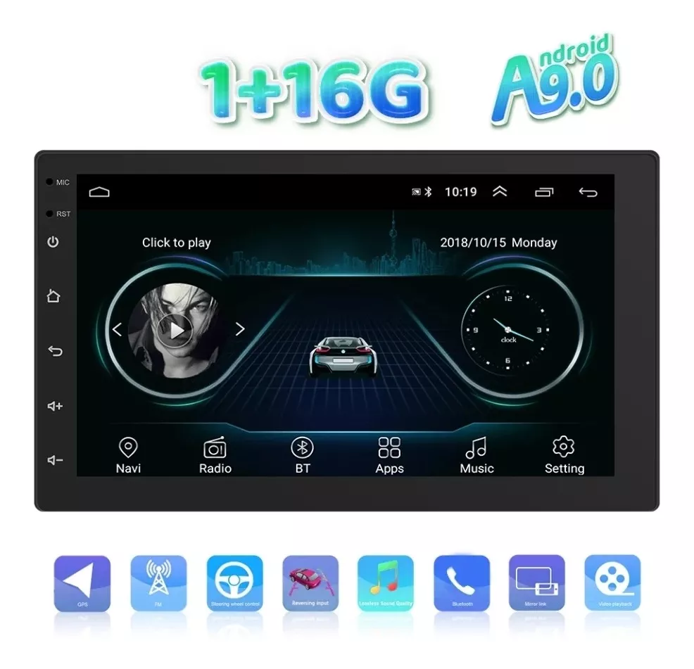 RADIO AUTO ANDROID 9 GPS WIFI 2 DIN TOUCH 7 PULGADAS WAZE R& - 2