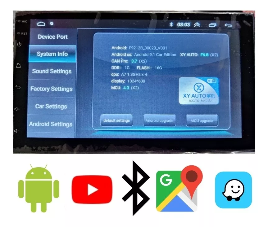 RADIO AUTO ANDROID 9 GPS WIFI 2 DIN TOUCH 7 PULGADAS WAZE R& - 5