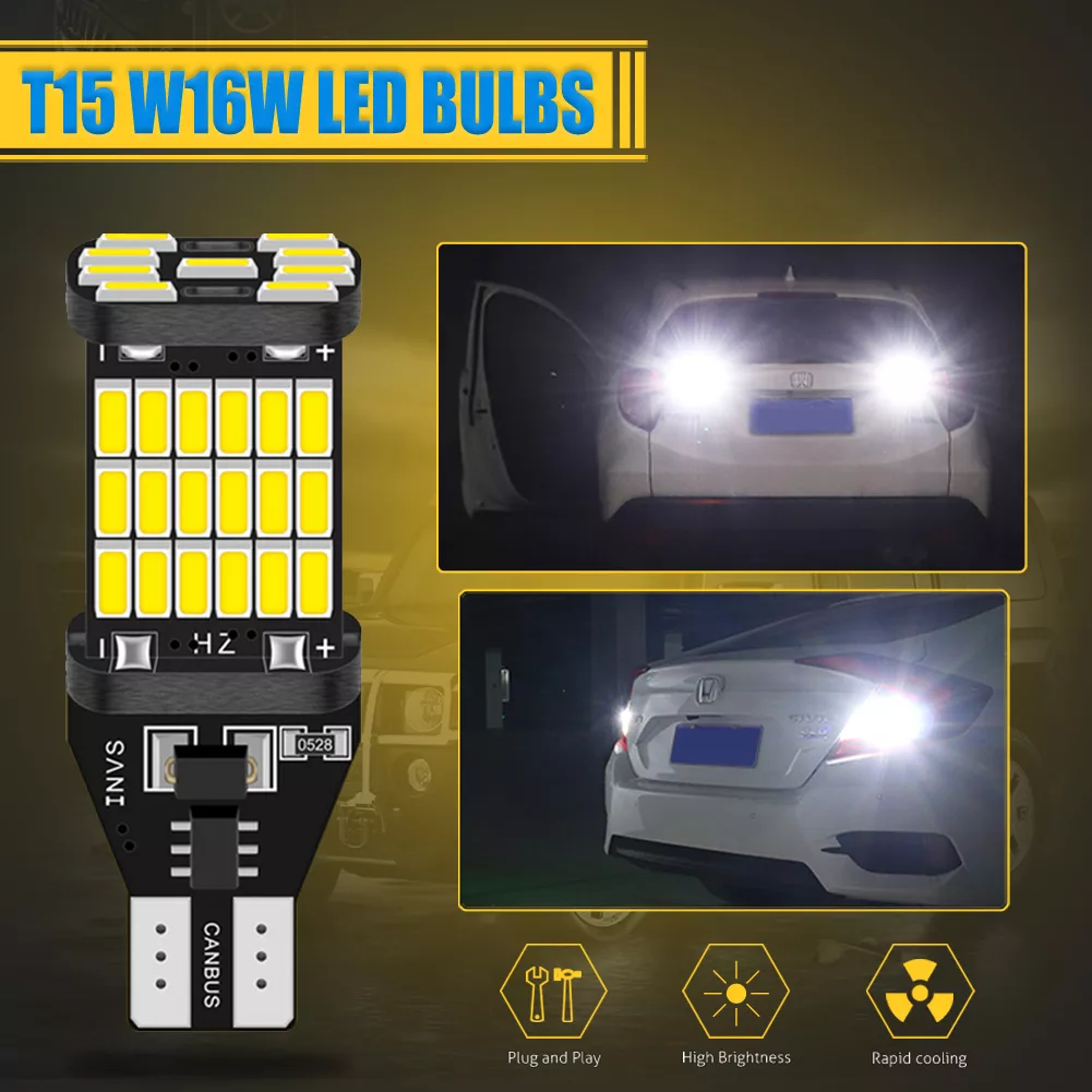 X2 AMPOLLETA LED T15 W16W 45LED 12V LUZ REVERSA CANBUS - 2
