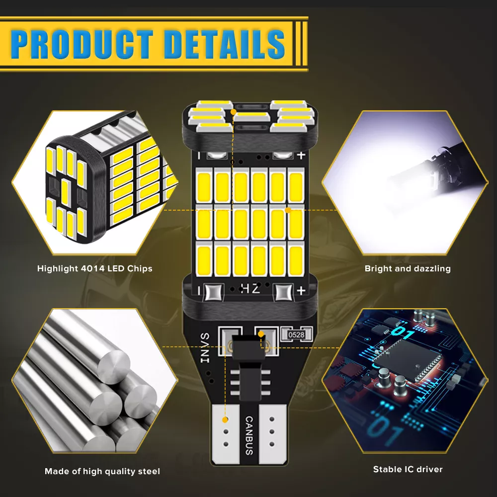 X2 AMPOLLETA LED T15 W16W 45LED 12V LUZ REVERSA CANBUS - 4