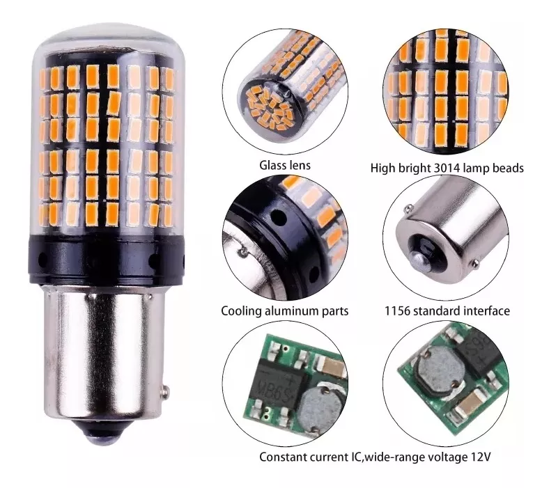 X2 AMPOLLETA 144 LED INTERMITENTE PY21 PATA EN V 12V ÁMBAR - 2