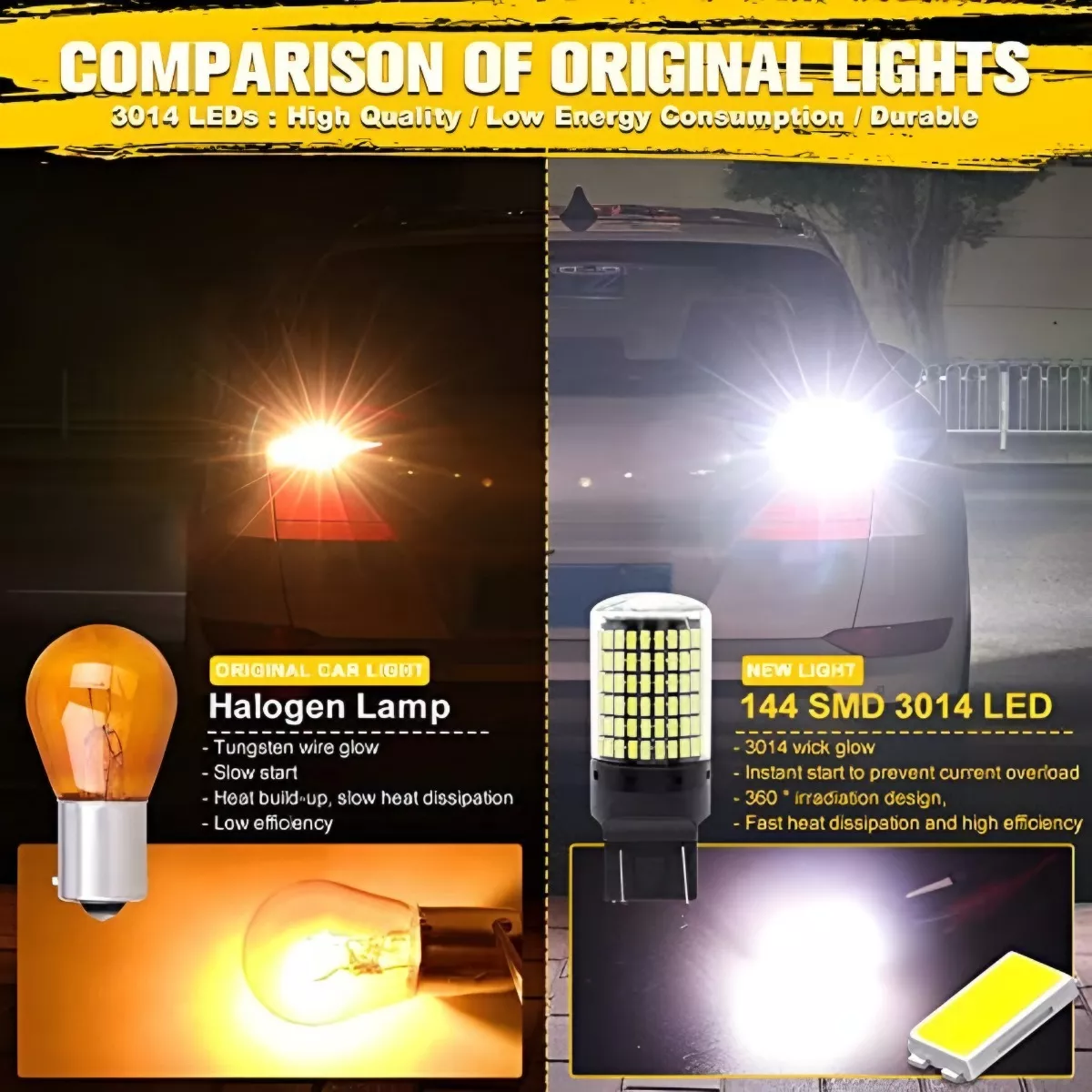 X2 AMPOLLETA LED T20 7443 144LED LUZ BLANCA 360° AUTO /R&C - 3