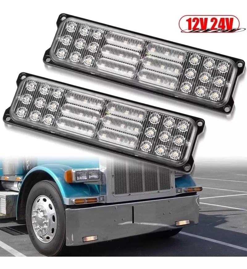 X2 LUZ LED DE TROCHA DESTELLANTE LUZ ADVERTENCIA 12V - 24V - 2