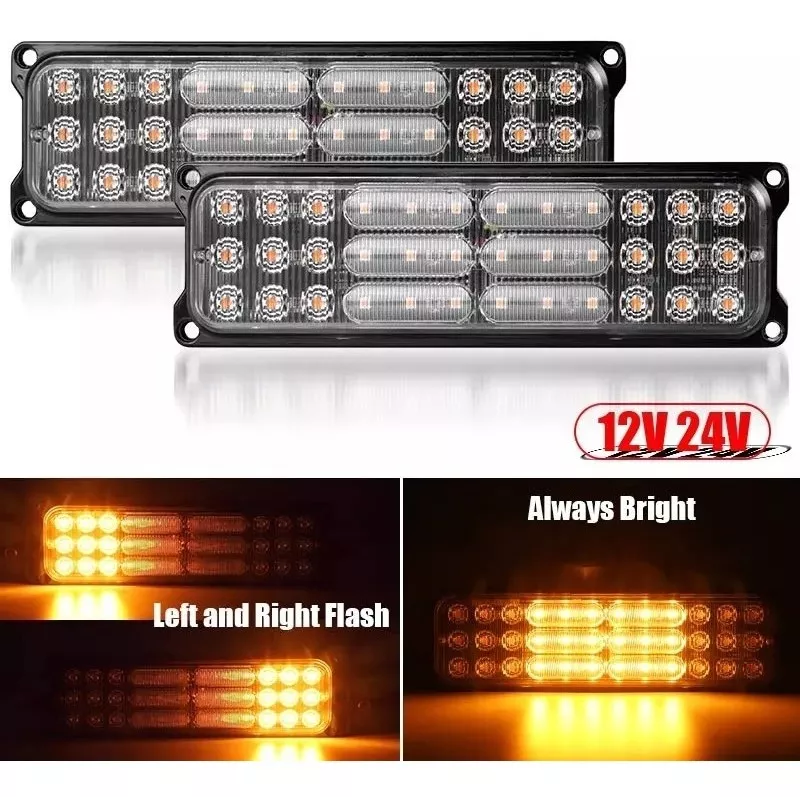 X2 LUZ LED DE TROCHA DESTELLANTE LUZ ADVERTENCIA 12V - 24V - 5
