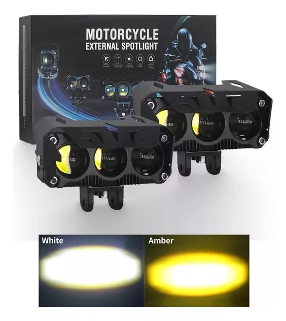 X2 NEBLINERO BICOLOR ABERCROMBIE LUPA MOTO AUTO ANTINIEBLA BLANC AMARILL - 2