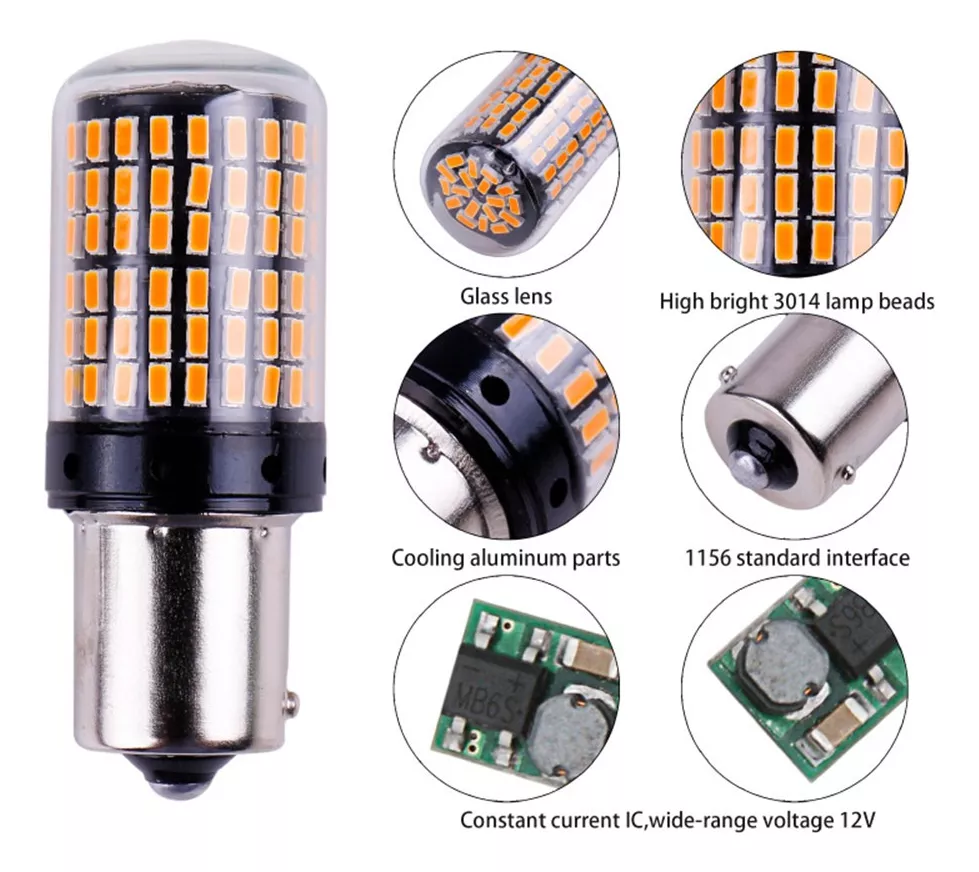 AMPOLLETA 144 LED INTERMITENTE 1 CONTACTO LUZ DE VIRAJE AMBA - 3