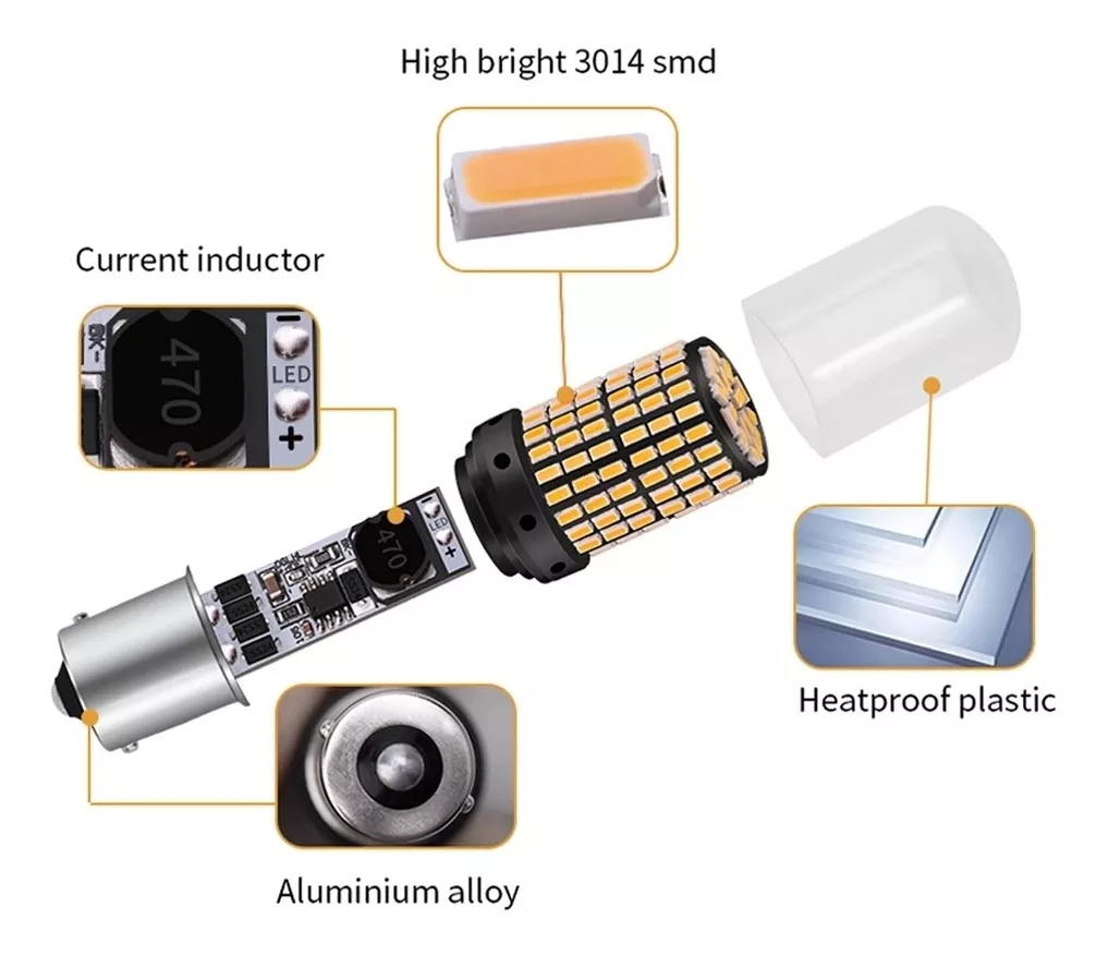 AMPOLLETA 144 LED INTERMITENTE 1 CONTACTO LUZ DE VIRAJE AMBA - 5