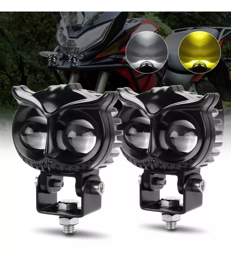 X2 FOCO LED NEBLINERO BI COLOR AUTO MOTO BÚHO TIPO LUPA /RYC - 1