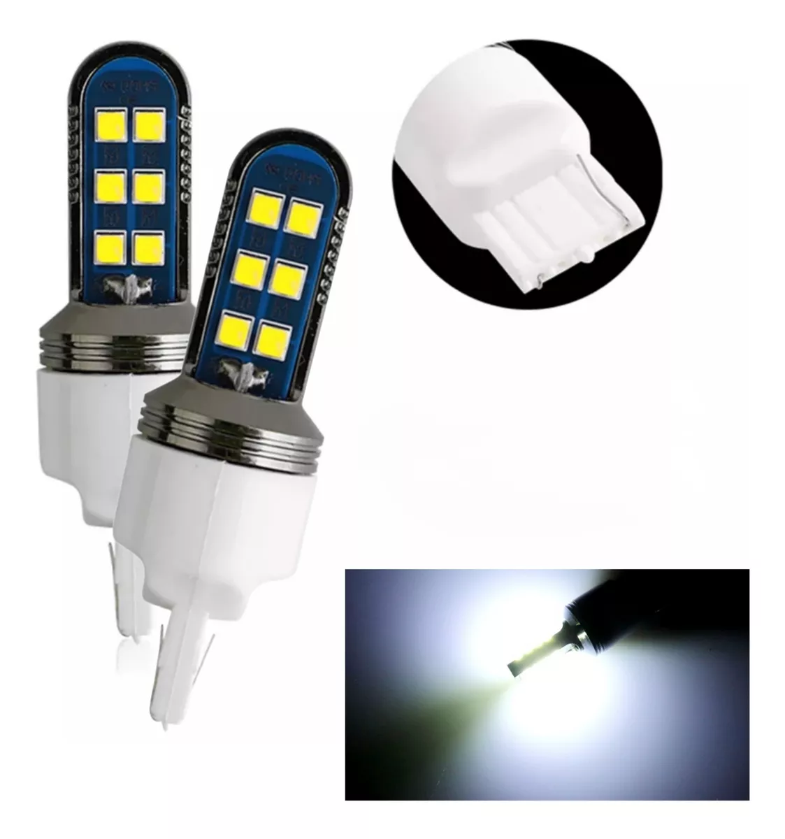 X2 AMPOLLETA T20 LED LUZ BLANCA CARCASA ALUMINIO AUTO /RYC - 1
