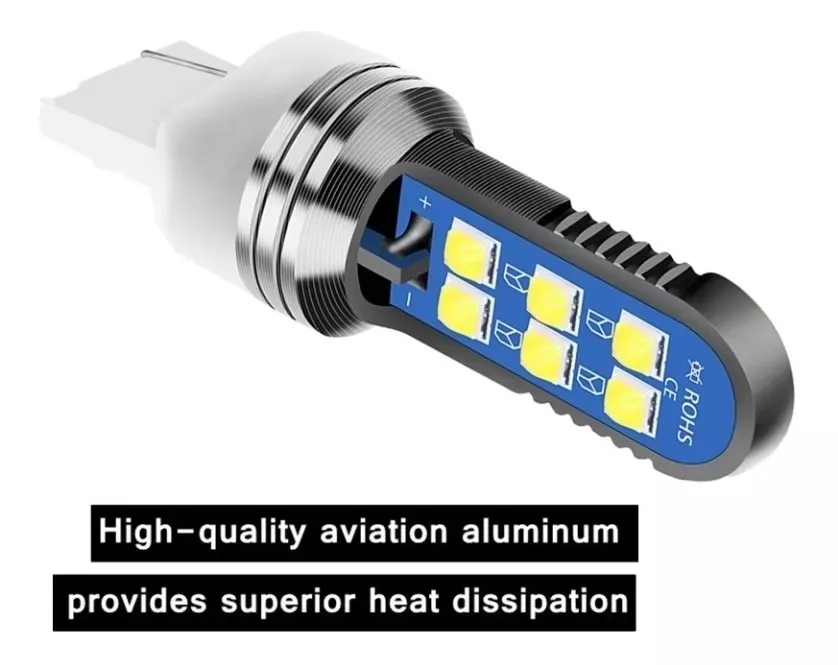X2 AMPOLLETA T20 LED LUZ BLANCA CARCASA ALUMINIO AUTO /RYC - 4