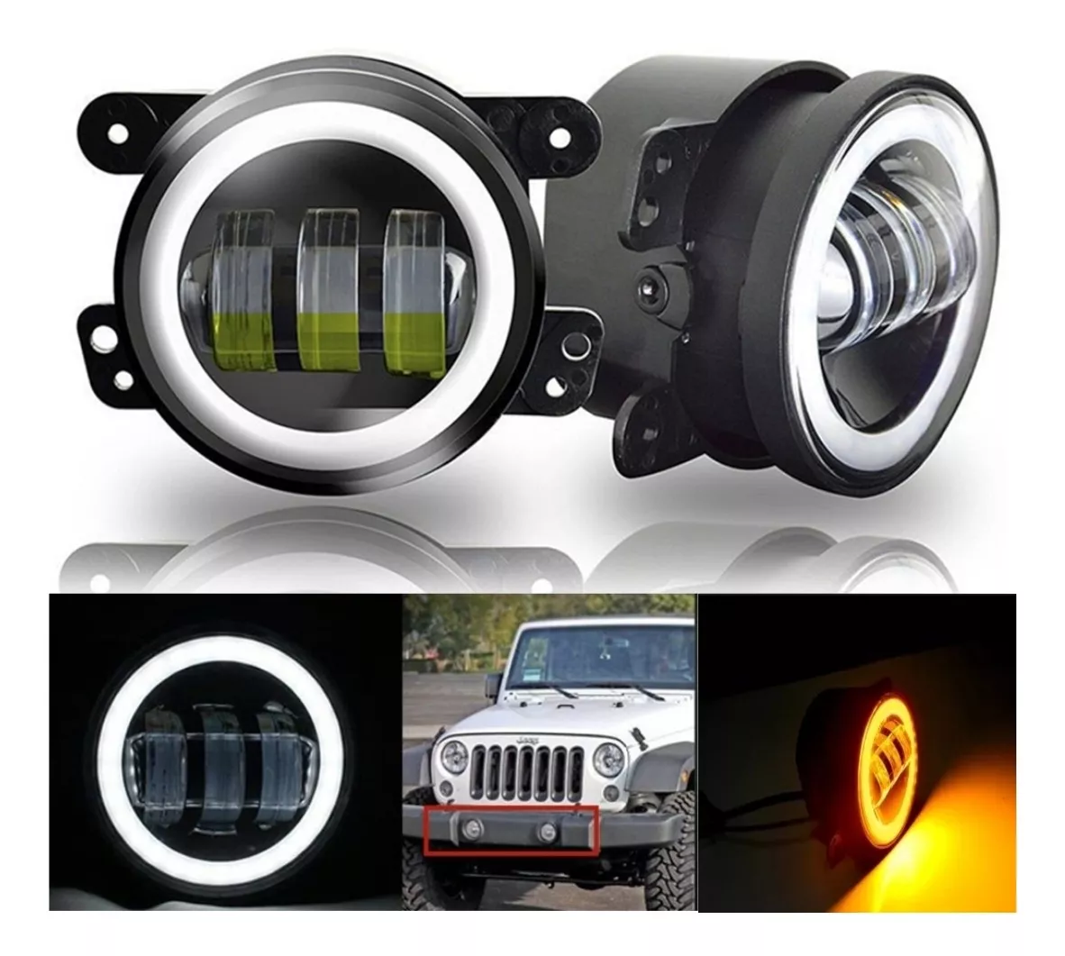 X2 FOCO NEBLINERO LED LUZ ANTINIEBLA 4 PULGADAS OJO DE ANGEL - 1