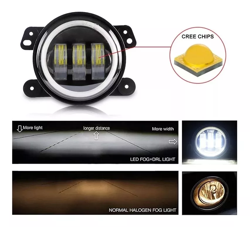 X2 FOCO NEBLINERO LED LUZ ANTINIEBLA 4 PULGADAS OJO DE ANGEL - 5