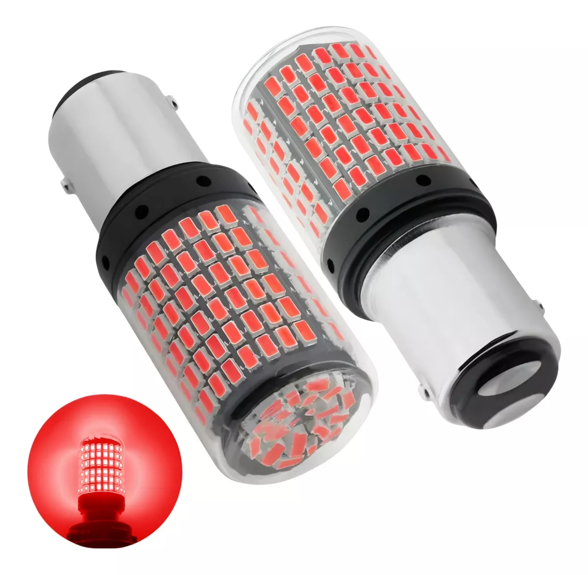 X2 AMPOLLETA DESTELLANTE ROJO 144LED LUZ FRENO ESTROBO CANBU - 1