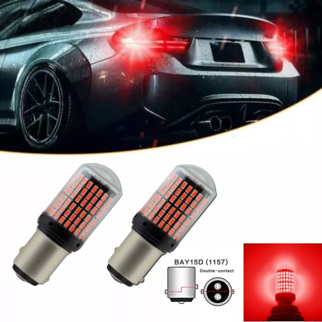 X2 AMPOLLETA DESTELLANTE ROJO 144LED LUZ FRENO ESTROBO CANBU - 2