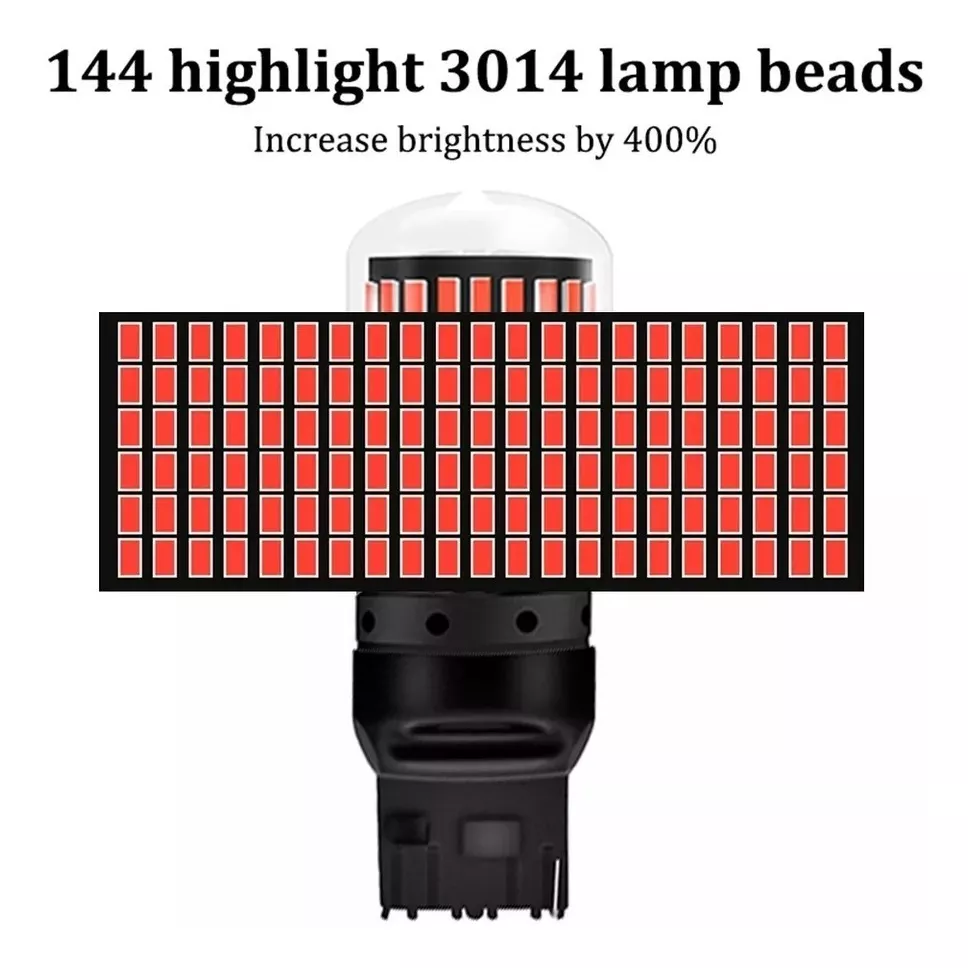 X2 AMPOLLETA DESTELLANTE ROJO 144LED LUZ FRENO ESTROBO CANBU - 4