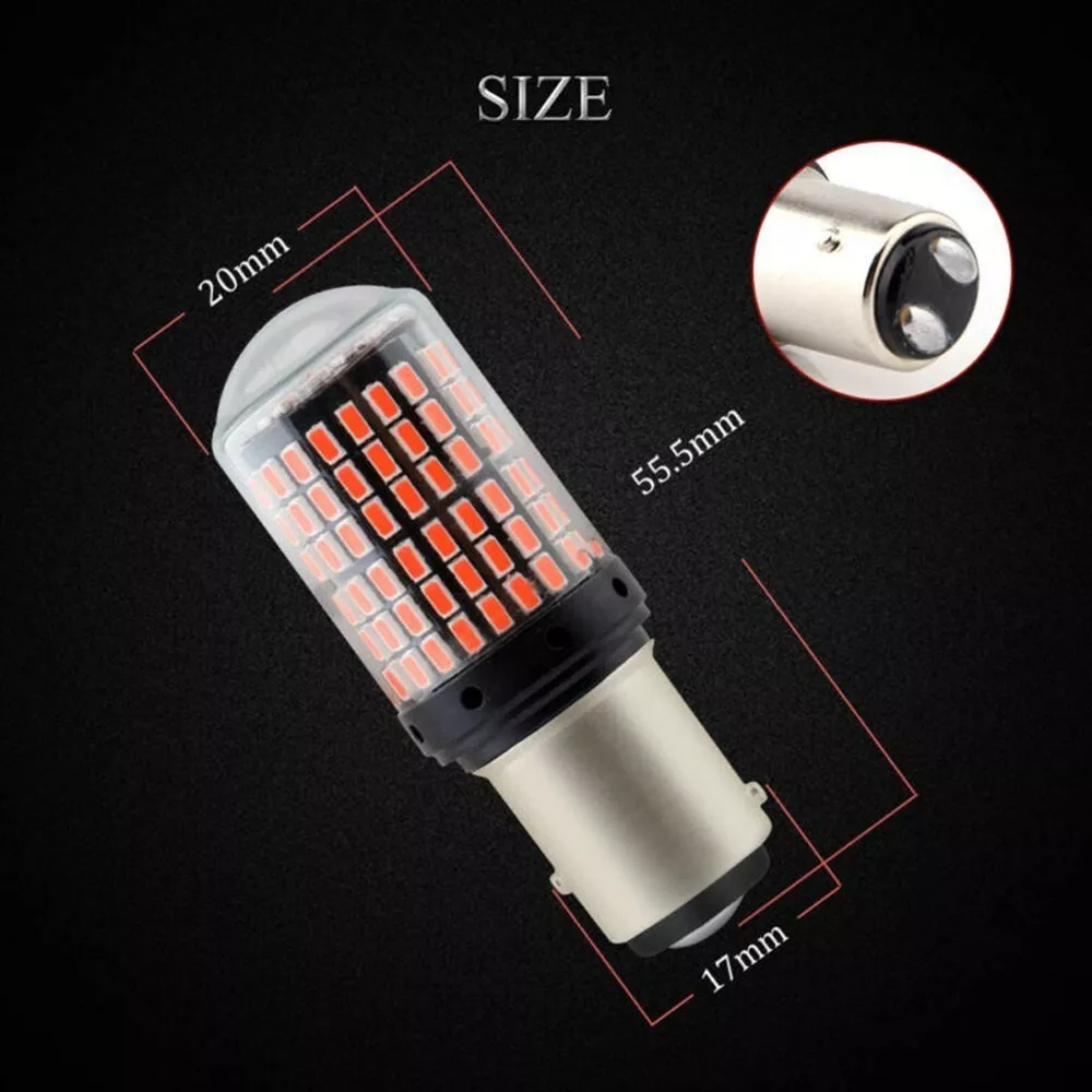 X2 AMPOLLETA DESTELLANTE ROJO 144LED LUZ FRENO ESTROBO CANBU - 5