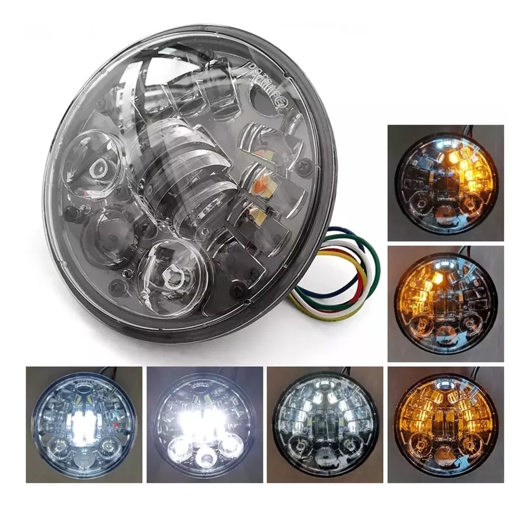 PACK X2 FOCOS LED DELANTERO DE MOTO CON LUZ DE VIRAJE 5.75 H4 - 3