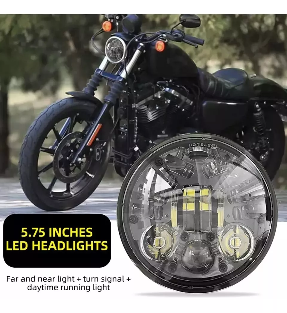 PACK X2 FOCOS LED DELANTERO DE MOTO CON LUZ DE VIRAJE 5.75 H4 - 4