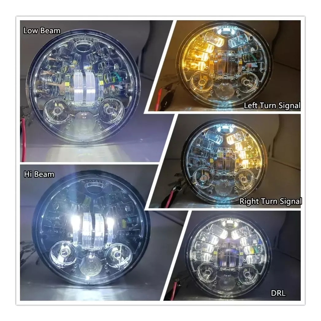 PACK X2 FOCOS LED DELANTERO DE MOTO CON LUZ DE VIRAJE 5.75 H4 - 5