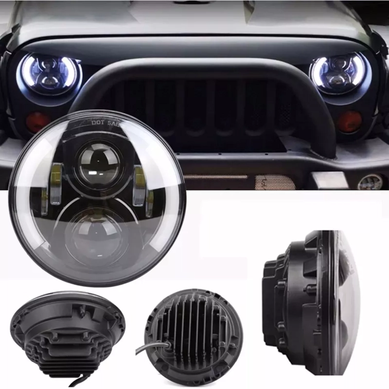 PACK X2 FOCOS JEEP 7 PULGADAS OJO DE ANGEL BICOLOR LATERAL LED R&C - 3