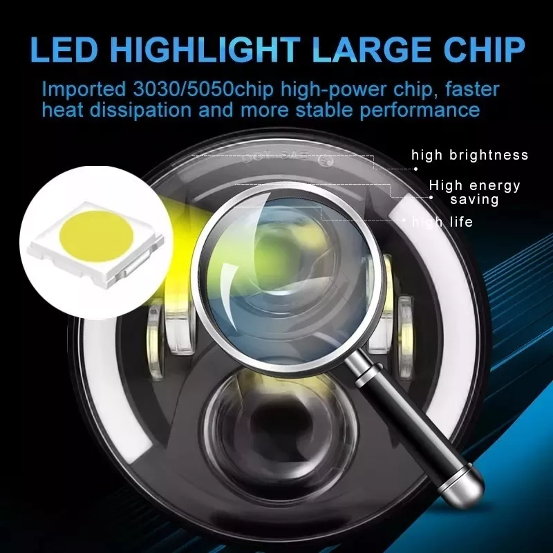 PACK X2 FOCOS JEEP 7 PULGADAS OJO DE ANGEL BICOLOR LATERAL LED R&C - 4