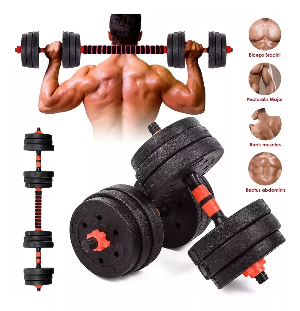 KIT MANCUERNA PVC 20KG /RYC AJUSTABLE SET BARRA EXTENSIÓN - 1