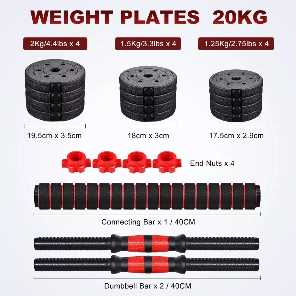 KIT MANCUERNA PVC 20KG /RYC AJUSTABLE SET BARRA EXTENSIÓN - 4