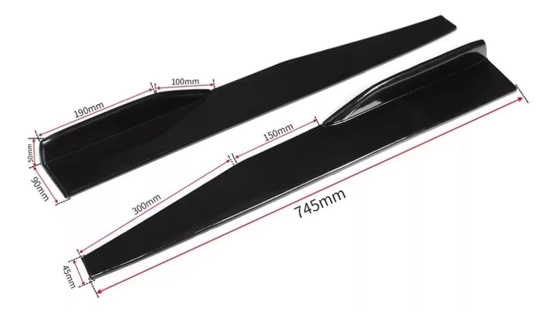 LIP BUMPER LATERAL QUÍMICA UNIVERSAL FALDÓN LATERAL NEGRO BRILLANTE UNIVERSAL - 5