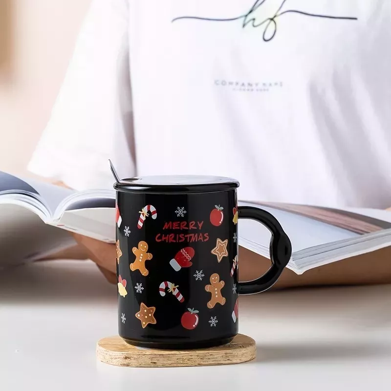 TAZA DE NAVIDAD CON TAPA Y CUCHARA MUG NAVIDEÑO DECORACIÓN - 2