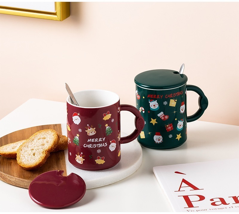 TAZA DE NAVIDAD CON TAPA Y CUCHARA MUG NAVIDEÑO DECORACIÓN - 4