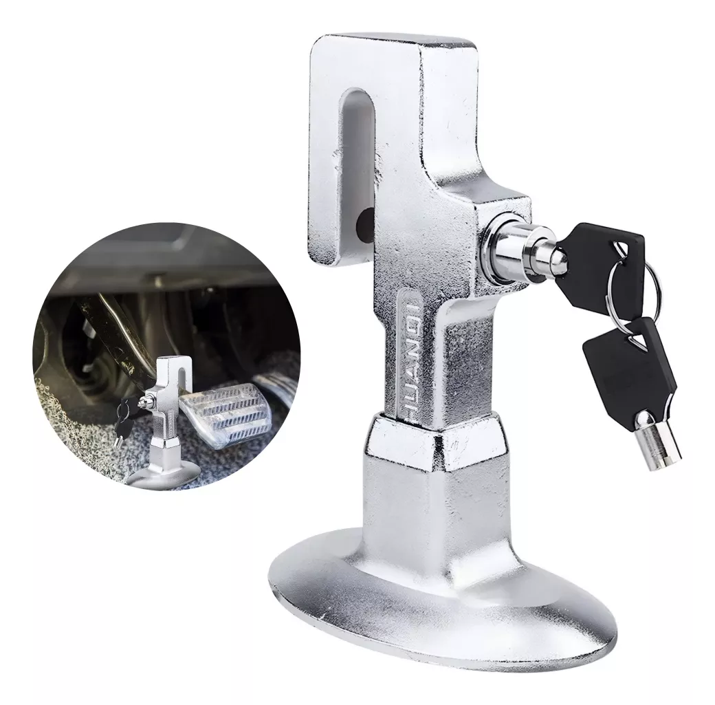 TRABA PEDAL ANTI ROBO AUTO EMBRIAGUE FRENO LLAVE SEGURIDAD - 1