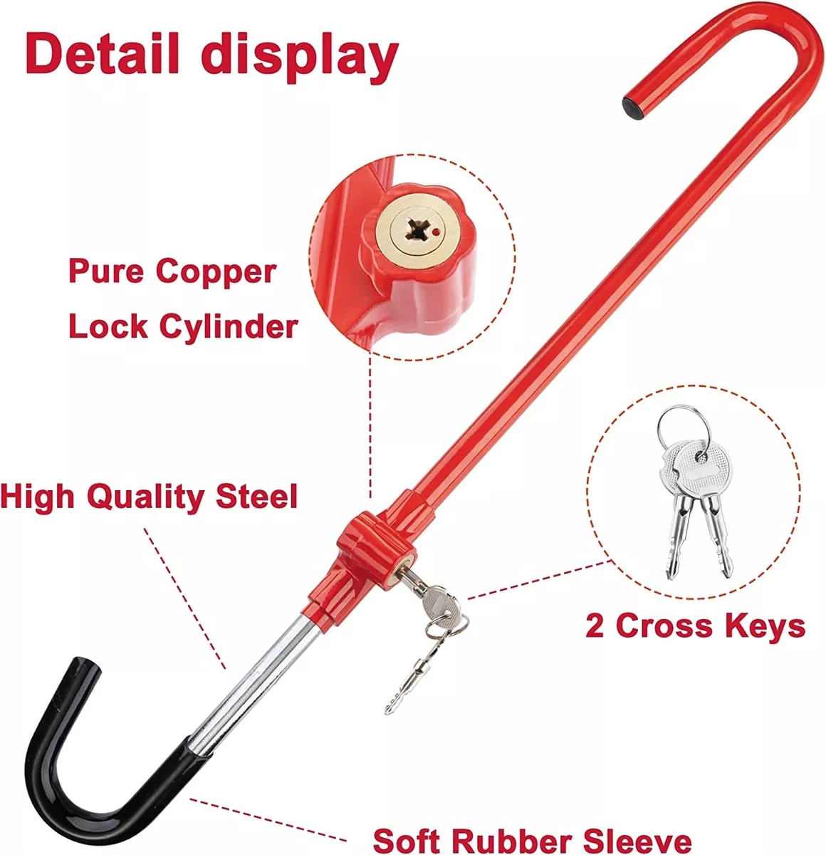 TRABA VOLANTE Y PEDAL ANTIRROBO + LLAVE CQ-LEGEND 8021 METAL - 3