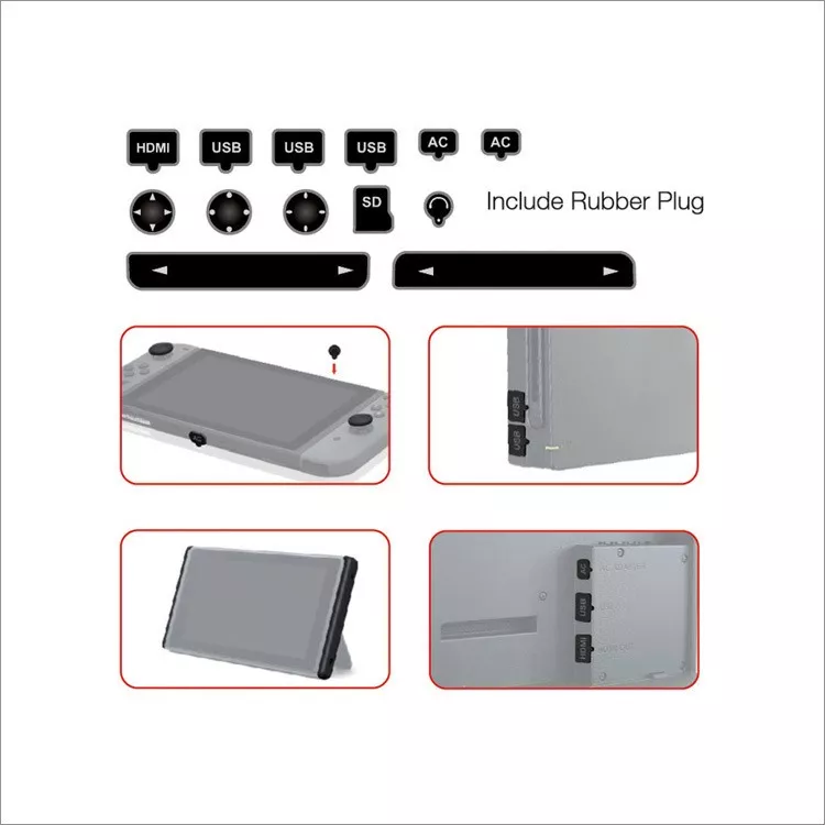 KIT PROTECTOR ANTI POLVO NINTENDO SWITCH LÁMINA MICA + GOMA - 2