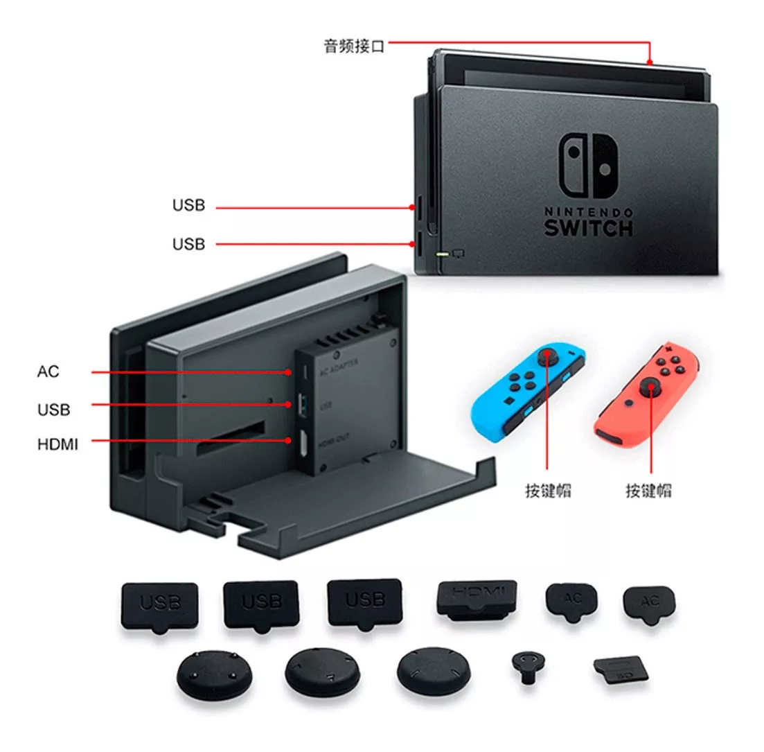 KIT PROTECTOR ANTI POLVO NINTENDO SWITCH LÁMINA MICA + GOMA - 5