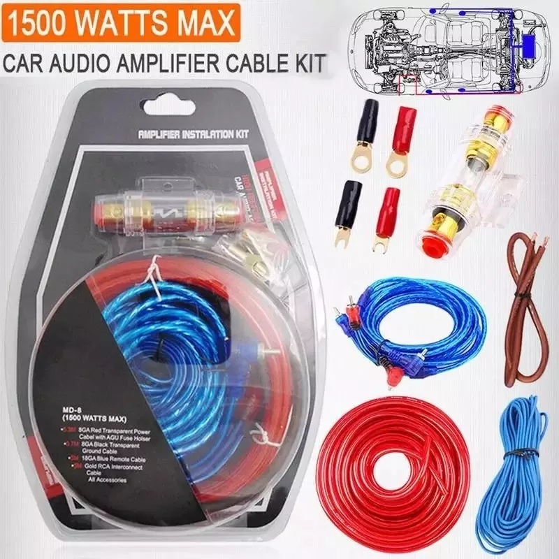 KIT CABLES AMPLIFICADOR Y SUBWOOFER AUTO TIAOPING 1500W/R&C - 1