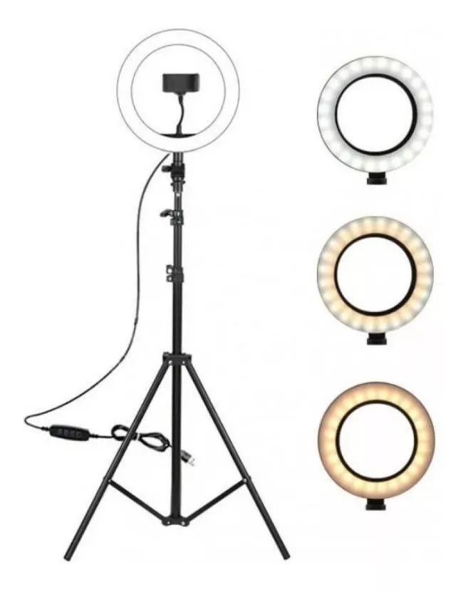 ARO DE LUZ LED DE 26CM + TRÍPODE DE 2.1 MTS OFERTA TIKTOK - 1
