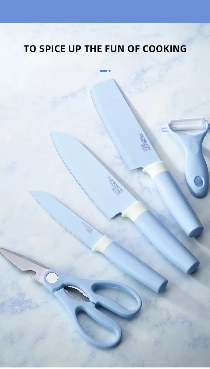 SET DE CUCHILLOS COCINA DE COLORES 6PIEZAS PEDESTAL PELADOR - 3