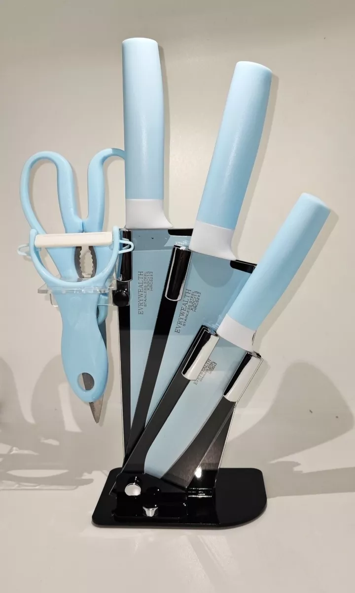 SET DE CUCHILLOS COCINA DE COLORES 6PIEZAS PEDESTAL PELADOR - 5