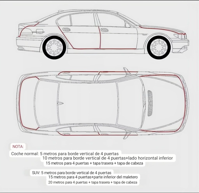 MOLDURA AUTO SELLO PRESION PROTECTORA PUERTAS CAPOT 5M ROJO - 8