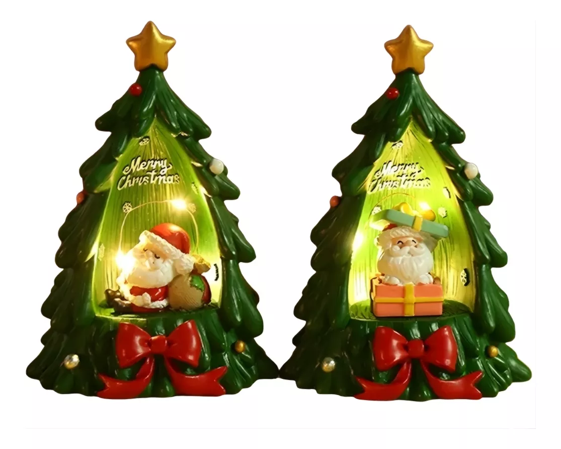 LÁMPARA NAVIDEÑA PINO ÁRBOL DE NAVIDAD CON SANTA LUZ DECORA - 1