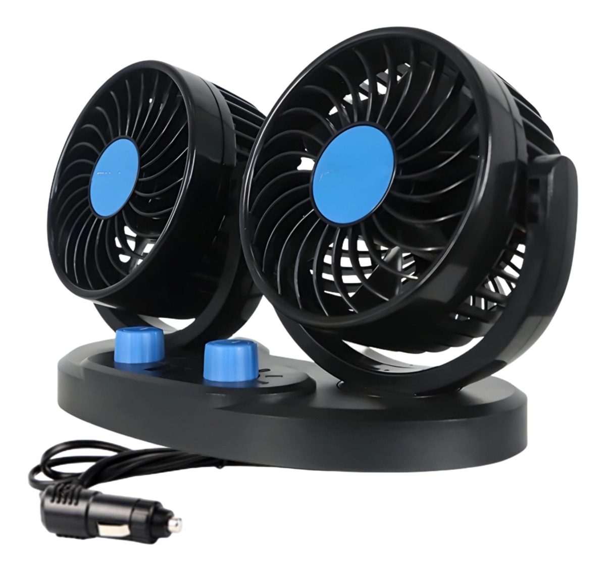 VENTILADOR DOBLE AUTOMÓVIL 12V ACCESORIO VEHÍCULO 360° MARS - 1